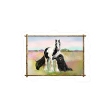 Load image into Gallery viewer, Gypsy Vanner and Newfoundland dog by Artist Patricia Eubank Kiss-Cut Vinyl Decals