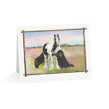 Load image into Gallery viewer, Gypsy Vanner and Newfoundland dog by artist Patricia Eubank Greeting Cards (1, 10, 30, and 50pcs)