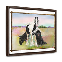 Load image into Gallery viewer, Gypsy Vanner and Newfoundland Dog - by Patricia Eubank Gallery Canvas Wraps with Frame