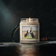 Load image into Gallery viewer, Gypsy Vanner and Newfoundland Dog decorated and scented Soy Candle, 9oz