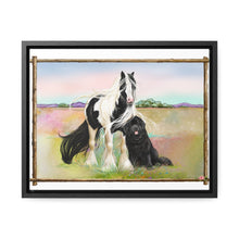 Load image into Gallery viewer, Gypsy Vanner and Newfoundland Dog - by Patricia Eubank Gallery Canvas Wraps with Frame