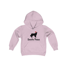 Load image into Gallery viewer, Newfie Santa Paws Childrens Hooded Sweatshirt