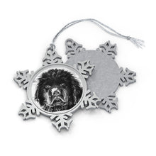 Load image into Gallery viewer, Newfoundland Puppy in the Snow Pewter Snowflake Ornament