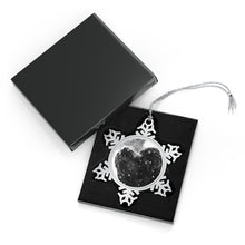 Load image into Gallery viewer, Newfoundland Dog in the Snow Pewter Snowflake Ornament