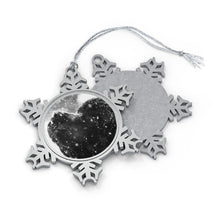 Load image into Gallery viewer, Newfoundland Dog in the Snow Pewter Snowflake Ornament