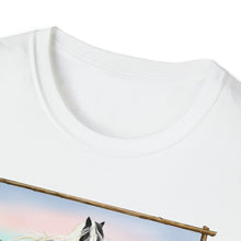 Load image into Gallery viewer, Gypsy Vanner and Newoundland dog by Artist Patricia Eubank Softstyle T-Shirt
