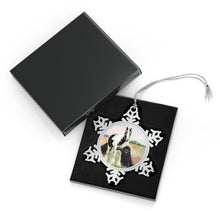 Load image into Gallery viewer, Gypsy Vanner and Newfoundland Pewter Snowflake Ornament
