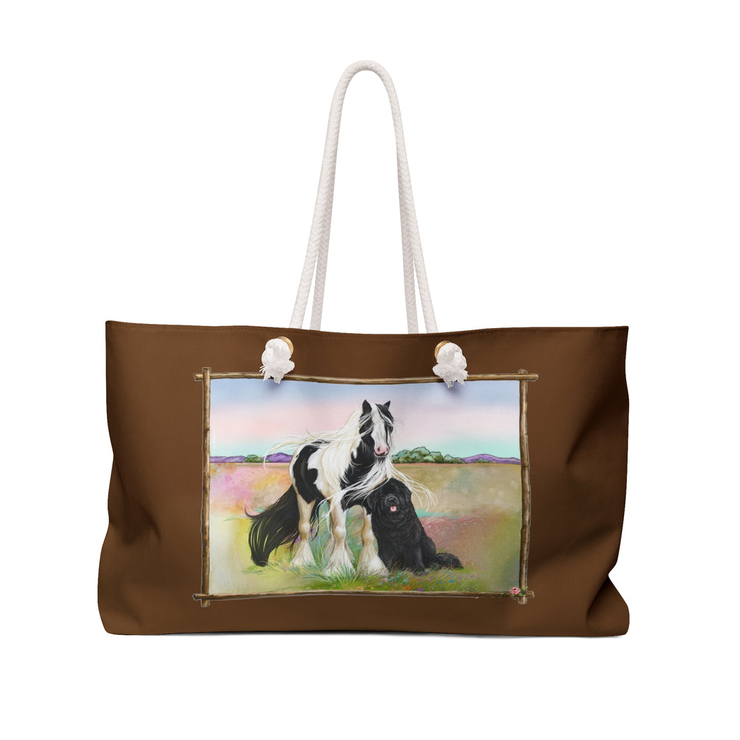 Gypsy Vanner and Newfoundland dog Weekender Bag