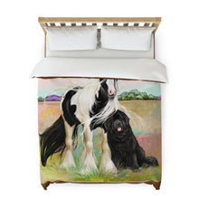 Load image into Gallery viewer, Gypsy Vanner and Newfoundland dog Duvet Cover
