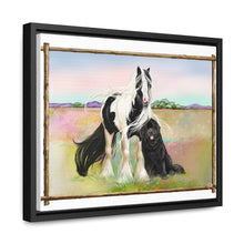 Load image into Gallery viewer, Gypsy Vanner and Newfoundland Dog - by Patricia Eubank Gallery Canvas Wraps with Frame
