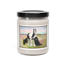 Load image into Gallery viewer, Gypsy Vanner and Newfoundland Dog decorated and scented Soy Candle, 9oz
