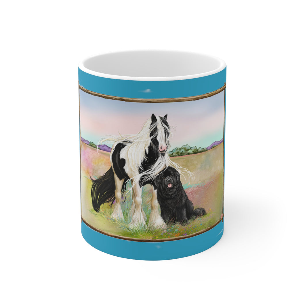 Gypsy Vanner Horse and Newfoundland Dog mug