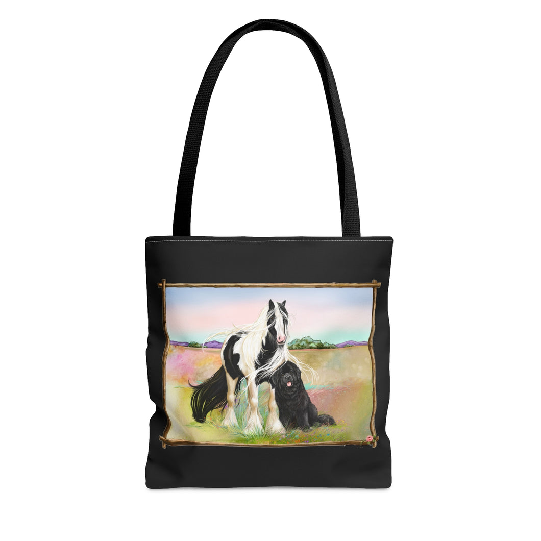 Gypsy Vanner and Newfoundland dog by artist Patricia Eubank Tote Bag