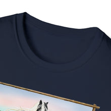 Load image into Gallery viewer, Gypsy Vanner and Newoundland dog by Artist Patricia Eubank Softstyle T-Shirt
