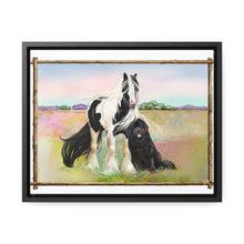 Load image into Gallery viewer, Gypsy Vanner and Newfoundland Dog - by Patricia Eubank Gallery Canvas Wraps with Frame
