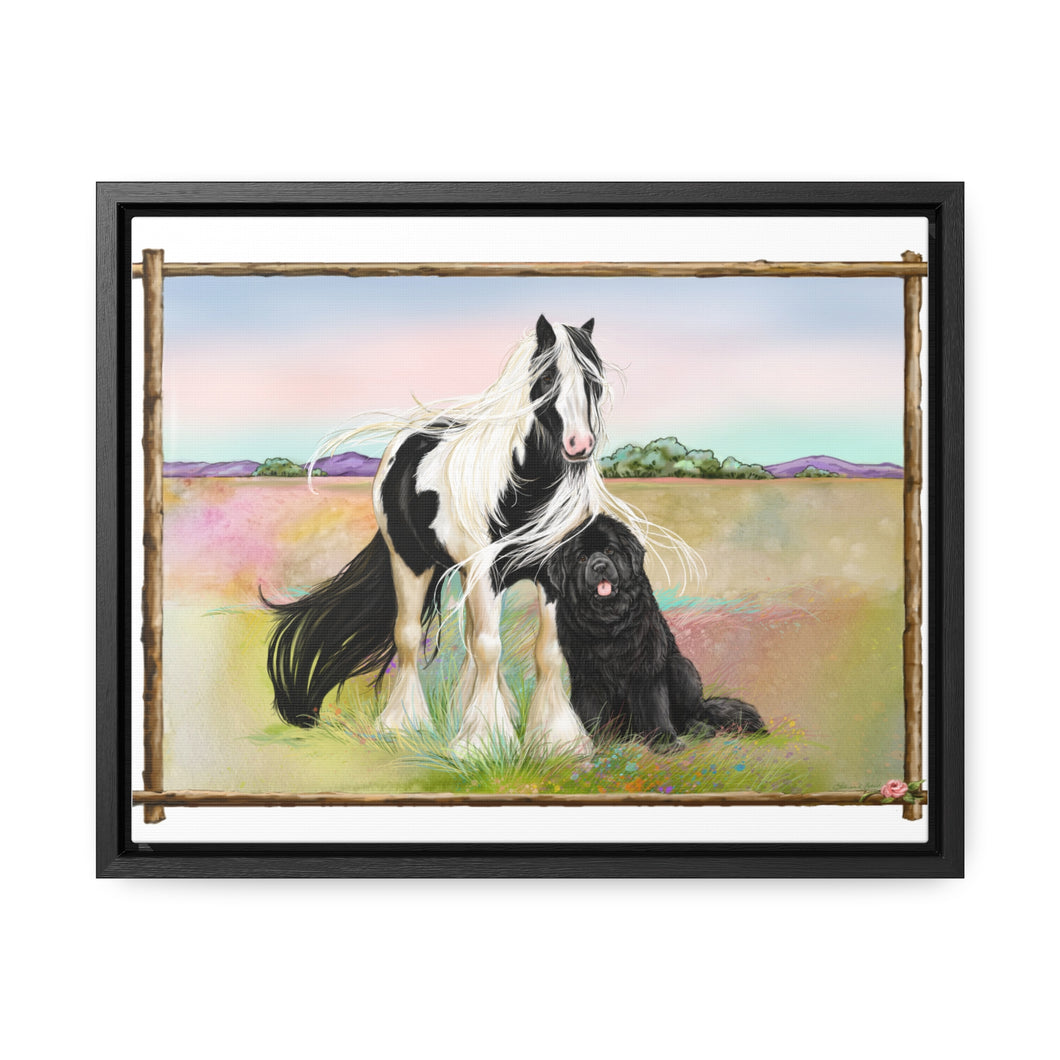 Gypsy Vanner and Newfoundland Dog - by Patricia Eubank Gallery Canvas Wraps with Frame