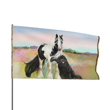 Load image into Gallery viewer, Gypsy Vanner &amp; Newfoundland dog Flag by Artist Patricia Eubank
