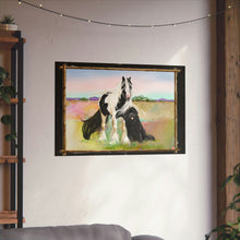 Load image into Gallery viewer, Gypsy Vanner and Newfoundland Dog by Artist Patricia Eubank Matte Horizontal Poster
