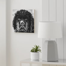 Load image into Gallery viewer, Newfoundland Puppy in the Snow on Wood Canvas
